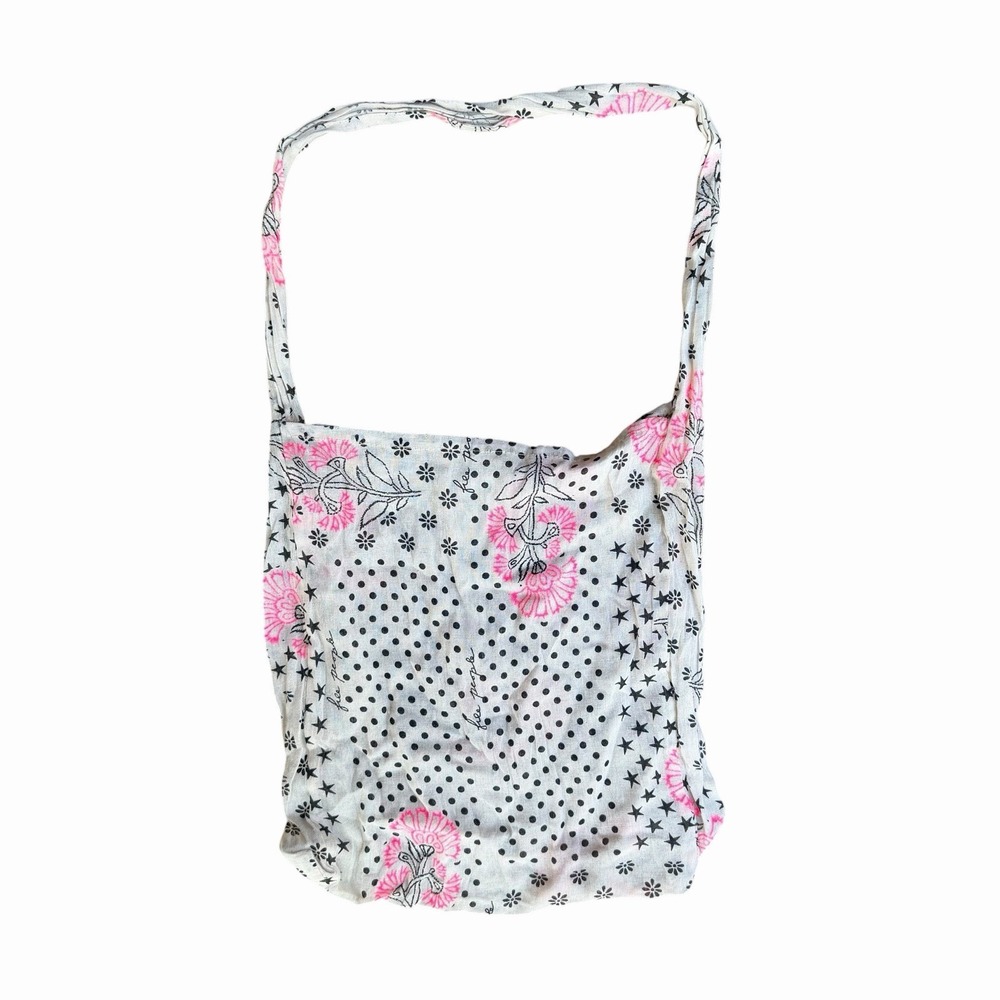 Free People Reusable Shopping Tote Bag Gauze Boho White Black‎ Pink Lightweigh